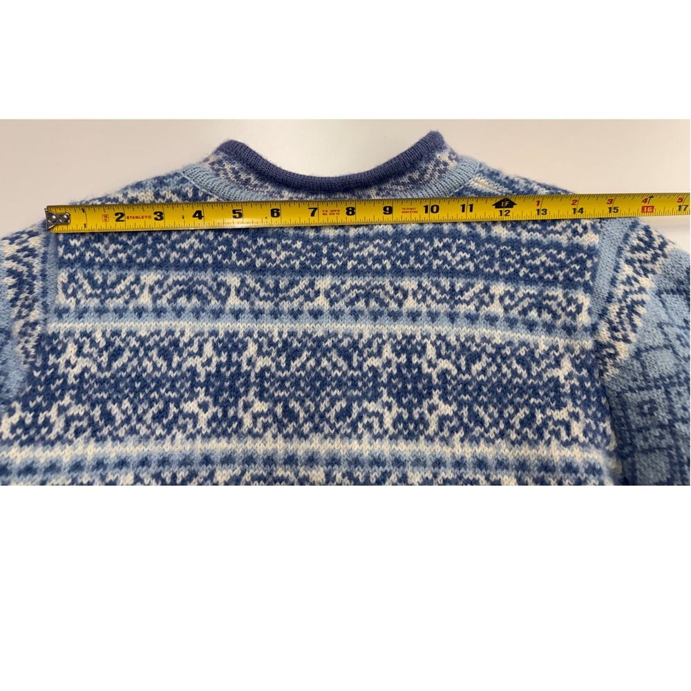 Icewear Icelandic Wool Cardigan Sweater Blue Fair Isle Nordic Pewter Button S - Picture 11 of 11